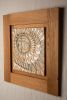 Mayan Sun in White Oak Frame No. 2 | Mosaic in Art & Wall Decor by Clare and Romy Studio. Item composed of ceramic in boho or mid century modern style