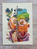 Playful textures, abstarct mix media, colourful art, | Mixed Media by Glimpsecraft. Item compatible with boho and contemporary style