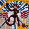 hand-embroidered needlepoint JUNGLE BOOGIE monkey art framed | Embroidery in Wall Hangings by Mommani Threads. Item made of wood & wool compatible with contemporary and eclectic & maximalism style