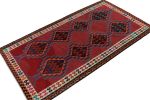 1950s Vintage Kilim rug in Red with Colorful Geometric | Area Rug in Rugs by Rug and Kilim