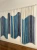 AURORA TEAL Blues Flowing Custom Textile Wall Hanging | Tapestry in Wall Hangings by Wallflowers Hanging Art. Item made of oak wood with wool works with mid century modern & contemporary style