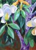 Magnolias With Flags | Oil And Acrylic Painting in Paintings by Catherine Twomey. Item made of wood with canvas works with contemporary & country & farmhouse style