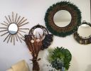 Raffia Mirror,  Boho Mirror, Wall Decor | Decorative Objects by Magdyss Boutique. Item made of stone & glass