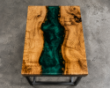 Luxury Epoxy C-Shape Side Table, Resin Wood End Table | Tables by Innovative Home Decors. Item made of wood compatible with country & farmhouse and art deco style