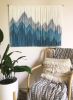 SIERRA TEAL Custom Dyed Wall Tapestry Mountain Landscape | Macrame Wall Hanging in Wall Hangings by Wallflowers Hanging Art. Item composed of oak wood and wool in boho or mid century modern style