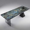 Galactic Luminescence Marble Conference & Dining Desk/Table | Communal Table in Tables by Dynasty Artisan. Item composed of wood & marble compatible with contemporary and japandi style