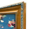 Blue Petals Abstract Oil Painting in Vintage Frame | Oil And Acrylic Painting in Paintings by Suzanne Nicoll Studio. Item works with contemporary & eclectic & maximalism style