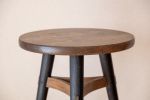 Three Leg Stool with Curved Stretchers - Black and Grey | Chairs by Big Sand Woodworking. Item made of oak wood