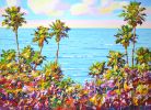 Palm trees. Ocean. California. | Oil And Acrylic Painting in Paintings by IRYNA KASTSOVA. Item made of canvas works with coastal & mediterranean style