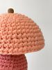 The Knitty Table Lamp in Bubble Gum Pink and Sherbert | Lamps by Meg Morrison. Item composed of fabric and ceramic in boho or mid century modern style