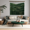 Woven Tapestry "Green Harmony" | Wall Hangings by Tissage Sauvage. Item made of wood & cotton compatible with boho and contemporary style
