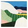 Big Blue Abstract Landscape Fine Art Print | Prints by Art by Amanda Webster. Item made of canvas with paper works with boho & mid century modern style