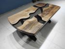 Oval Walnut Smoke Epoxy Resin Coffee Table, Epoxy Dining | Dining Table in Tables by LuxuryEpoxyFurniture. Item made of wood & synthetic