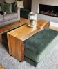 English Elm Double Cascade Ottoman | Benches & Ottomans by Handmade in Brighton. Item composed of wood and brass