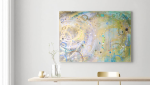 Metallic Teal Green Abstract Wall Art | Oil And Acrylic Painting in Paintings by NAMYOONSOOART. Item made of canvas with synthetic