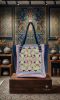 Sacred Geometry Luxury Tote bag: Hand-Woven Shipibo Heritage | Tiles by Sacred Andes Atelier. Item made of cotton with leather works with boho & minimalism style