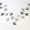 Set of 3 Charcoal Gray Porcelain Swallows | Art & Wall Decor by Elizabeth Prince Ceramics