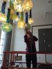 Cascade | Chandeliers by Illuminata Art Glass Design by Julie Conway | Ovation 309 in Madison. Item made of bronze with glass works with contemporary & eclectic & maximalism style