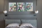 Hydrangea Triptych | Oil And Acrylic Painting in Paintings by Christiane Papé. Item composed of canvas & synthetic