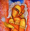 Girl with Flower | Prints by Van Hovak | Private Residence in Los Angeles. Item composed of canvas