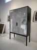 Abstract in White Armoire  Mixed-Media Artwork on Doors | Wardrobe in Storage by Morgan Clayhall Inc. Item compatible with minimalism and mid century modern style