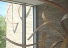 entre les lignes | Wall Sculpture in Wall Hangings by Eric Sauvé | École Saint-Isaac-Jogues in Montréal. Item made of wood with aluminum