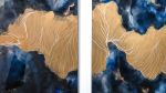 Fjords of Consciousness – Triptych | Oil And Acrylic Painting in Paintings by Frankie Hsu | Iris-Kaplan Center in New York. Item composed of synthetic