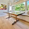 Live Edge Walnut Thea Table | Dining Table in Tables by YJ Interiors. Item made of walnut & brass compatible with mid century modern and contemporary style