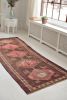 Pink, Purple, Charcoal Black Nomadic Vintage Rug | Runner Rug in Rugs by The Loom House. Item composed of fabric & fiber