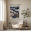 Modern Handwoven Wall Hanging for Boho Home "Earth & Sea" | Wall Hangings by Tissage Sauvage. Item composed of wood & cotton compatible with boho and country & farmhouse style