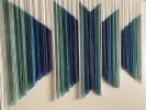 MAZE BLUES 3D Green Blue Hand Dyed Custom Wall Tapestry | Wall Hangings by Wallflowers Hanging Art. Item made of wool with fiber works with minimalism & contemporary style