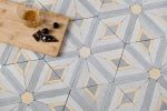 Antique Gray & Sand Yellow Large Diamond Mosaic Tile | Tiles by Mosaics.co. Item made of stone works with boho & mid century modern style