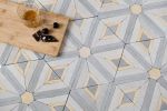 Antique Gray & Sand Yellow Large Diamond Mosaic Tile | Tiles by Mosaics & Company LLC (mosaics.co). Item made of stone works with boho & mid century modern style