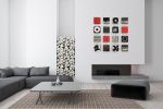 Black and White with Pop of Color Wall Sculpture | Wall Hangings by Paula Gibbs. Item composed of birch wood