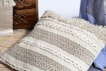Emily boho Artisanal Handloom Cushion_ woven textured cotton | Pillows by Humanity Centred Designs. Item composed of cotton and fiber in boho or minimalism style