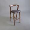 Arco Curved-Back Wooden Bar Stool | Chairs by Kleinhaus Furniture. Item composed of wood and fabric in mid century modern or contemporary style