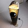 Totem Floor Lamp — Reclaimed Wood Column & Stone | Lamps by Gabor Gobi. Item composed of wood and stone