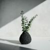 Rounded Vase in Textured Carbon Black Concrete | Vases & Vessels by Carolyn Powers Designs. Item composed of concrete and glass in minimalism or contemporary style
