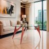 Ted Crystal – Glass & Mahogany Living Room Table | Dining Table in Tables by GREYGE. Item composed of wood and glass in contemporary or modern style
