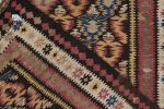 Handwoven 1950s Vintage Persian Kilim in Black, Pink, Purple | Area Rug in Rugs by Rug and Kilim