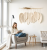 Large macrame feathers with 9 feathers - Different shapes | Macrame Wall Hanging in Wall Hangings by macramestories. Item composed of wood and cotton in boho style