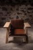 Outdoor / Indoor Oak Lounge Chair with Real Leather Seat | Chairs by Aeterna Furniture