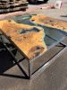 Antique Wood Epoxy Coffee Table - Office Table - Resin Table | Tables by Tinella Collection. Item composed of birch wood in boho or minimalism style