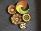 5 Pieces Natural Baskets for Boho Wall Decor | Decorative Plate in Decorative Objects by Sarmal Design. Item made of bamboo & cotton compatible with boho and mid century modern style