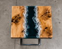 Epoxy C Shape Side Table, Handmade End Table Top | Tables by Innovative Home Decors. Item composed of wood compatible with country & farmhouse and art deco style