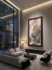 Hand-Painted Silk Gongbi Tiger Mountain Landscape Wall Art | Oil And Acrylic Painting in Paintings by Dynasty Artisan. Item composed of wood and fabric in contemporary or eclectic & maximalism style