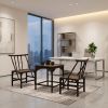 Zen Minimalist Bamboo Song Chair & Tea/Coffee Table Set III | Accent Chair in Chairs by Dynasty Artisan. Item made of bamboo works with minimalism & contemporary style