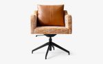 Papillonne Black Swivel Office Chair | Chairs by LAGU. Item made of fabric with brass