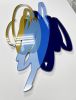 Triple Scribble Blue/Gold Wall Sculpture | Wall Hangings by Ryan Coleman. Item composed of synthetic compatible with minimalism and contemporary style