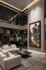 Hand-Painted Spring Dwelling: Blue & Green Silk/Xuan Art | Oil And Acrylic Painting in Paintings by Dynasty Artisan. Item made of wood & fabric compatible with contemporary and eclectic & maximalism style